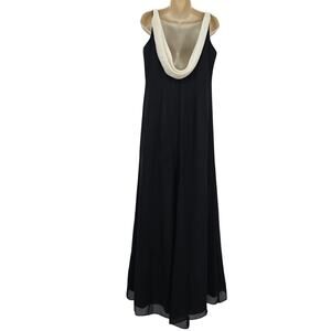 VTG Michaelangelo Womans size 12 Formal Chiffon Sleeveless Maxi Dress Black USA
